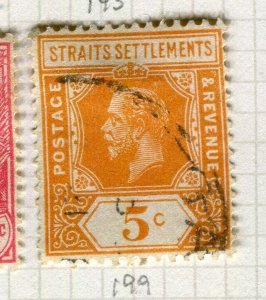 STRAITS SETTLEMENTS; 1912 early GV issue fine used Shade of 5c. value