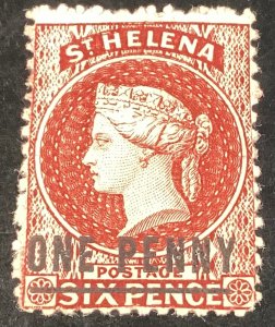 St. Helena #12 Mint One Penny Surcharge on 6p Queen Victoria