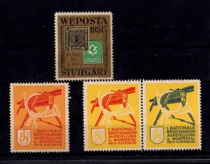 German 1951 Philatelic Exposition Stamps - WUPOSTA Stuttgart & Wuppertal MNH