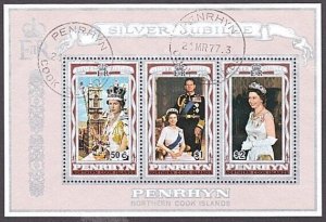 PENRHYN IS 1977 Silver Jubilee souvenir sheet fine used....................29740