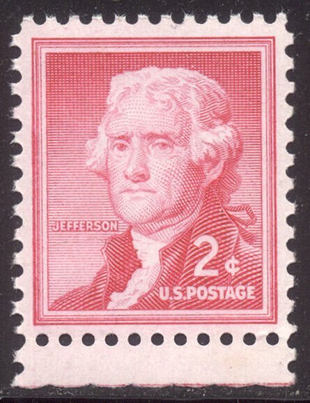 U.S. #1033a SCARCE MInt NH w/ Cert - 1954 2c Jefferson on Silkote Paper