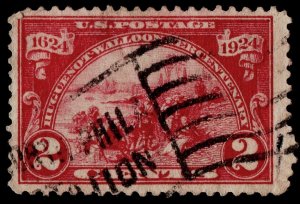 U.S. Scott #615: 1924 2¢ Huguenot-Walloon, Used, F+