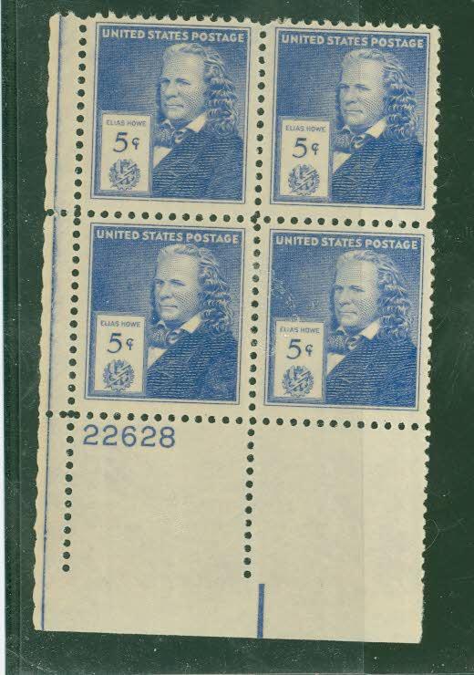 US # 892, Famous American Issue, Plate Block, Mint OGnh