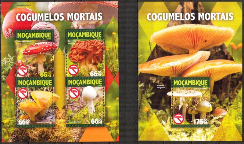 Mozambique 2016 Mushrooms I Sheet + S/S MNH