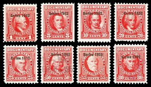 Scott R586, R590, R592-R594, R596-R598 1c-80c 1952 Revenues Mint/Used Cat $7.60