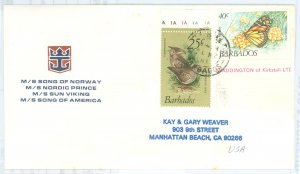 Barbados #502/603 On Cover  (Butterflies)