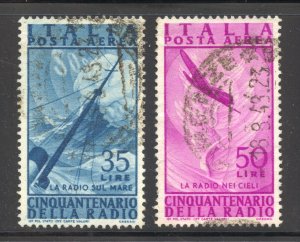 Italy Scott C120-21 UH - 1947 50th Anniversary of Radio - SCV $5.40