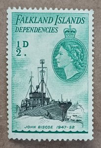 Falkland Islands Dependencies #1L19 ½d John Biscoe & QE II MHR (1954-1956)