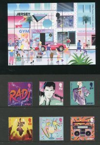 Jersey 2354 - 2360 Pop Culture 1980's Stamp Set With Sheet MNH 2013