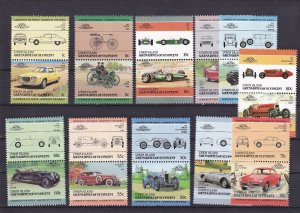 SA19h Union Island, Grenadines of St Vincent 1980's History of Cars mint pairs.