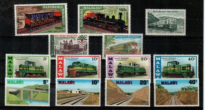 Malagasy and Malawi - NH sets (Trains) - Catalog Value $21.25