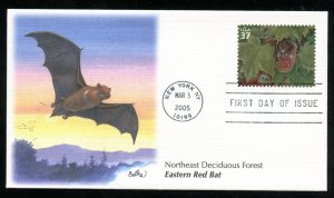 US 3899c Northeast Deciduous Forest Eastern Red Bat UA Fleetwood cachet FDC