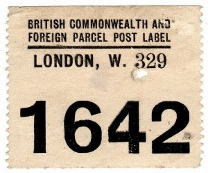 (I.B) Cinderella : British Commonwealth & Foreign Parcel Label (London)