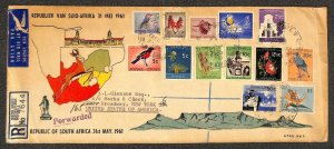 SOUTH AFRICA  254-266 STAMPS MARKS & CLERK NY REGISTERED AIRMAIL FDC COVER 1961!