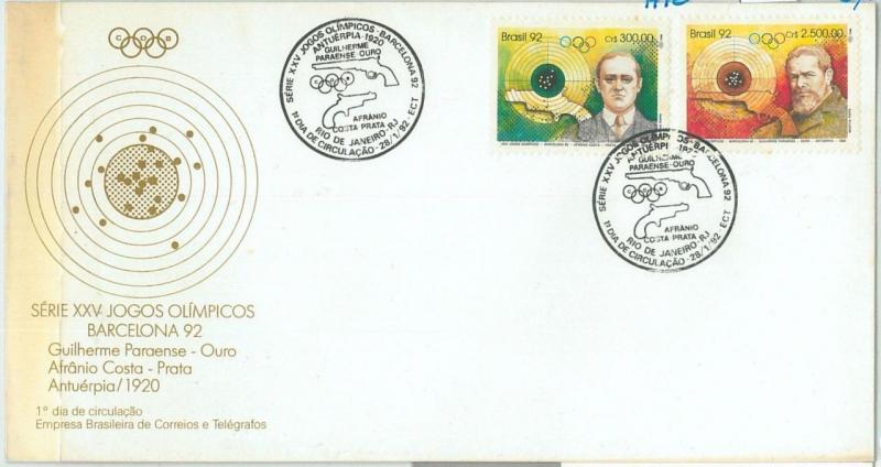 68004 - BRAZIL  - POSTAL HISTORY -  1992 Olympic Games SHOOTING FDC cover