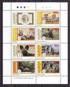 Uganda, Scott cat. 1272 a-g. Sierra Club sheet with Mammals. ^