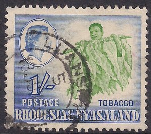Rhodesia & Nyasaland 1959 - 62 QE2 1/-d Tobacco Used SG 25 ( H1031 )
