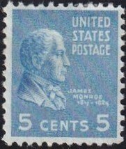 U.S.#810 James Monroe 5c Single, MH.