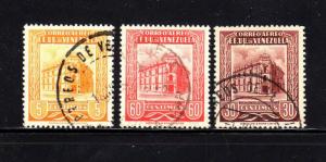 VENEZUELA #C587-C589  1954  POST OFFICE    F-VF USED