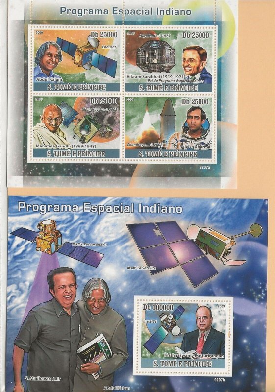 St. THOMAS & PRINCE ISL. Sc 1963+1977 NH MINISHEET+S/S of 2009-INDIA SPACE PROGR 