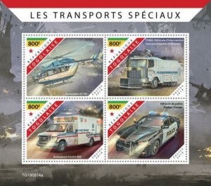 Togo - 2019 Special Transport Vehicles - 4 Stamp Sheet - TG190514a
