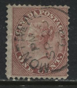 Canada 1859 1 cent rose used with very scarce Montreal Sept 25th 1863 CDS