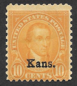 Doyle's_Stamps:1929 MH F/VF Kansas 10c Overprint, Scott #668*