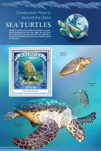 MALDIVES 2015 SHEET TURTLES MARINE LIFE mld15903b