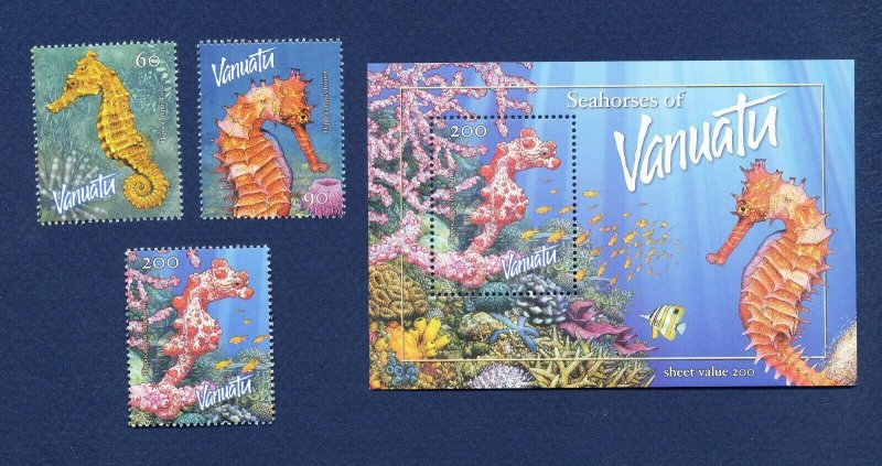 VANUATU - Scott 838-840a  - FVF MNH - Sea Horses, Seahorse - 2003