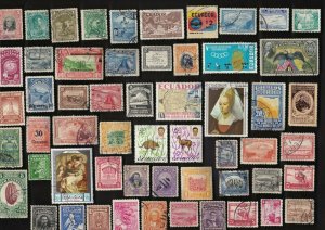 Collection of 100 Different Stamps from Ecuador