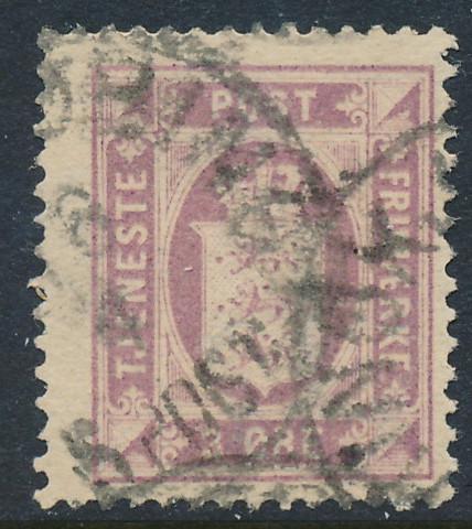 Denmark Scott O6 (AFA TJ4), 3 øre lilac Official, F Used