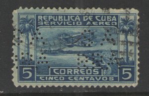 Cuba 1927  Sc# C1 Used G   1st Cuban airmail - perfinned