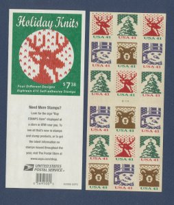 USA - 4218b - FVF MNH ATM booklet - 18x41ct  Holiday Knits, santa, tree, bear - 