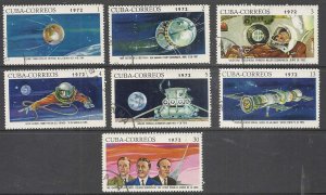 Cuba Sc# 1686-1692  SOVIET SPACE PROGRAM Russic CPL SET OF 7  1972  used / cto