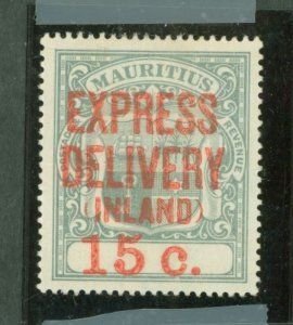 MAURITIUS  E4  EXPRESS DELIVERY  15¢  MINT VERY LIGHT HINGE  SHERWOOD STAMP