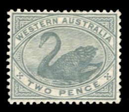 Western Australia #63 Cat$37.50, 1890 2p slate, hinged