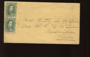 Confederate States 1 Pair on Cover Yorktown VA to Nashville TN (LV 1234)