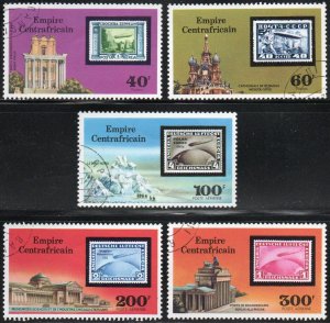 Central African Republic 295-96, C184-86 - Cto- Zeppelin Stamps (1977)(cv $2.65)