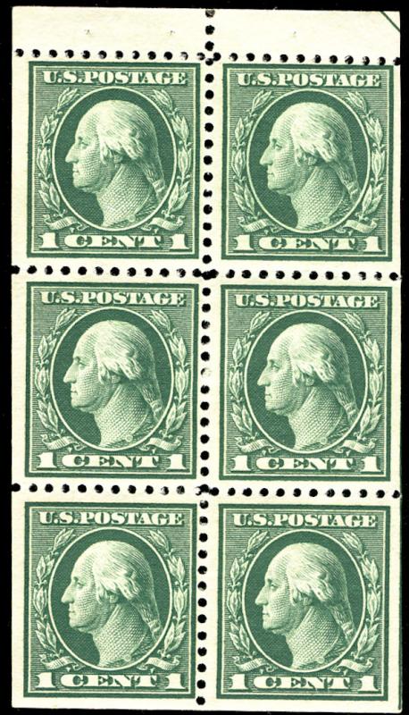 US #498e SUPERB mint never hinged booklet pane, extremely well centered, very...