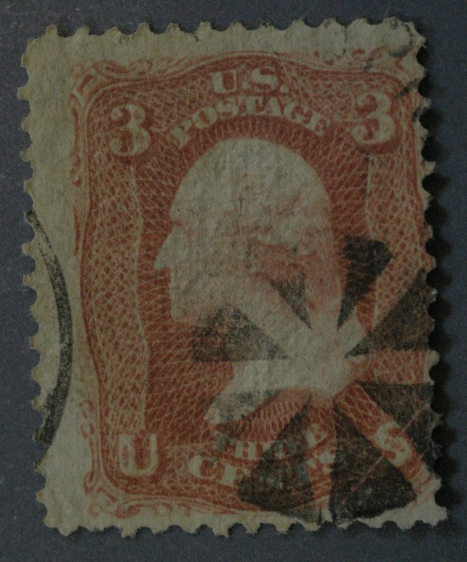 United States #94 3 Cent Washington 9x13 Grill Geometric Cancel Used