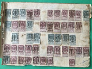 Belgium pre cancel stamps on 2 old album part pages Ref A8458