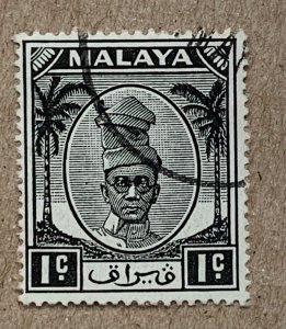 Malaya Perak 1950 1c Sultan Shah, used. Scott 105, CV $0.40. SG 128