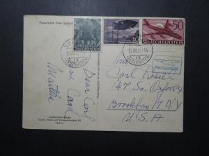 Liechtenstein 1960 Airmail Postcard to USA / Light Creasing - Z11833