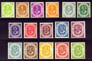 GERMANY #670-85 Mint NH - 1950 Posthorn Set