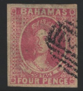 Bahamas Sc#3 Used - Unwatermarked, 4 clear margins, unlisted?