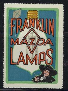 VEGAS Early 1900s Franklin Mazda Lamps Promotional Poster Stamp (CQ120)