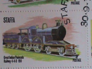 STAFFA-SCOTLAND STAMP:1973 AIRMAIL- RAILWAYS-THE TRAINS COMPLETE SET-CTO MNH