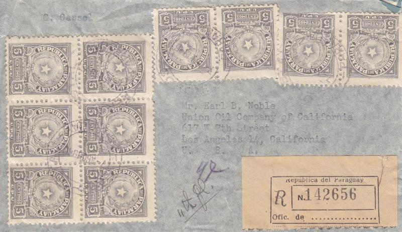 1946, Paraguay to Los Angeles, CA, Registered, Airmail, See Remark (11212)