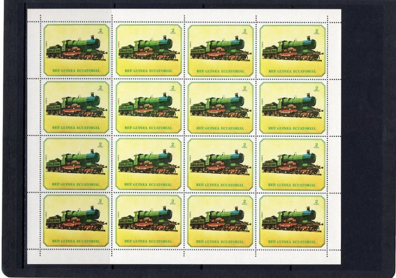 Equatorial Guinea #7868-7874 MNH M/S Locomotives Trains CV€56