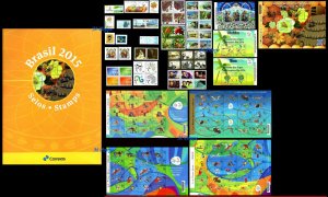 BRAZIL 2015 ALL STAMPS ISSUED, MADE BY POST OFFICE, ALL MNH